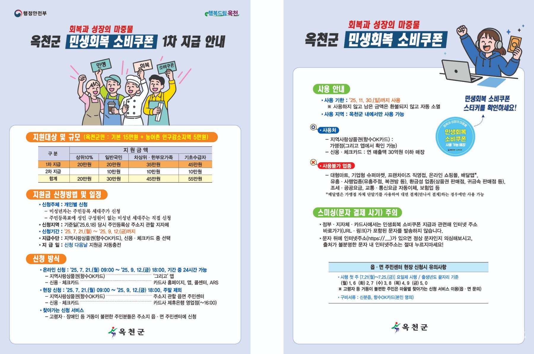 옥천군, 7월 21일부터 1차 민생 회복 소비 쿠폰 접수 홍보 기사 사진