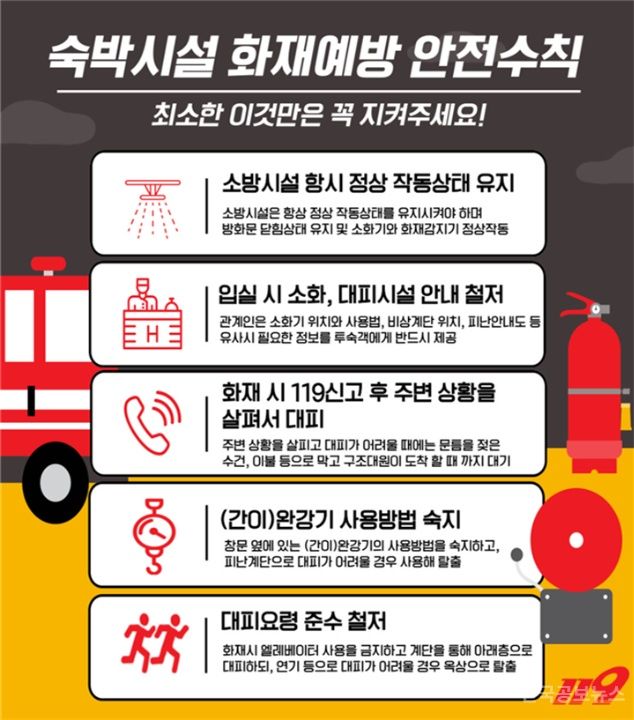 남양주소방서, 숙박시설 화재예방 안전수칙 집중 홍보 기사 사진