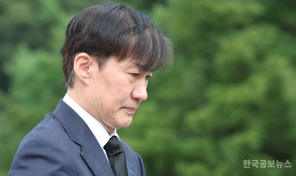 노무현 전 대통령 묘역 참배한 조국 "초심 잃지 않겠다" 기사 사진